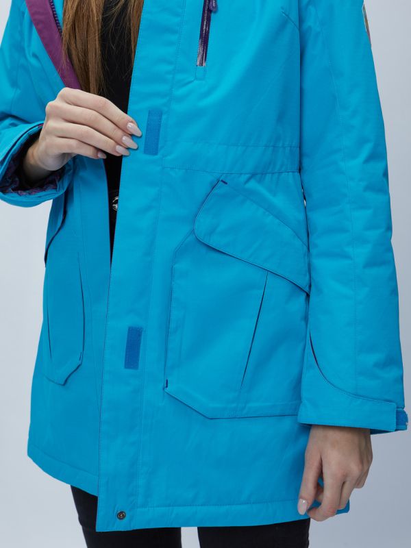 Women's blue hooded parka 551996S